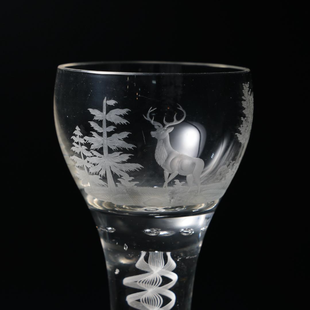 アンティークグラス　ベネチア　ツイストステムゴブレット　トナカイ　R1334ダI