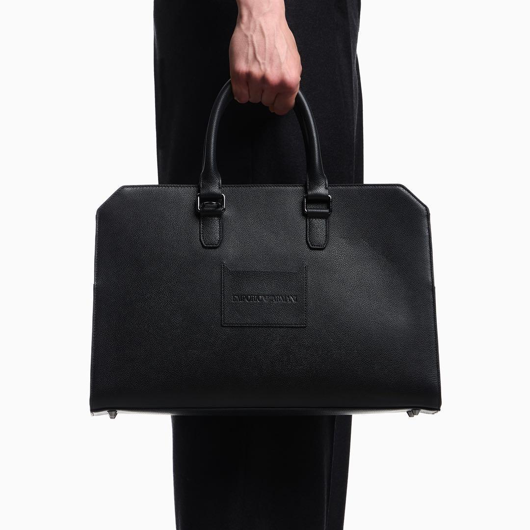 現行 EMPORIO ARMANI タンブルレザー ビジネスバッグ