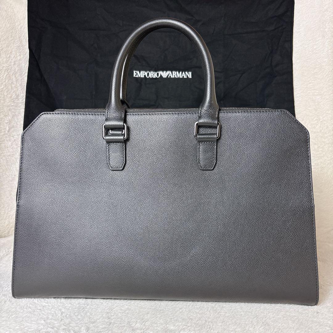 現行 EMPORIO ARMANI タンブルレザー ビジネスバッグ
