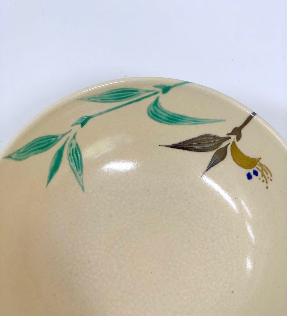 田中寿宝作　仁清写  露草茶碗　平茶碗  抹茶茶碗  茶道具