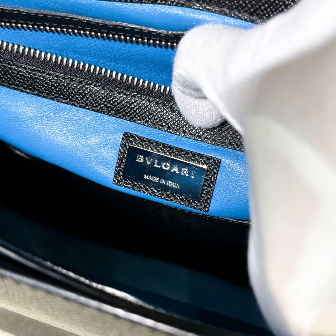 【未使用級】ブルガリ ビジネスバッグ グレインカーフ 2室 ブラック メンズ