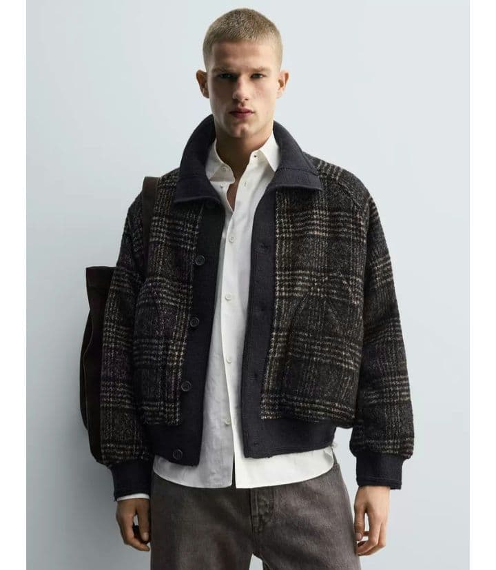 【ヨシユアル】完売品 ZARA リブ襟切り替えジャケット S