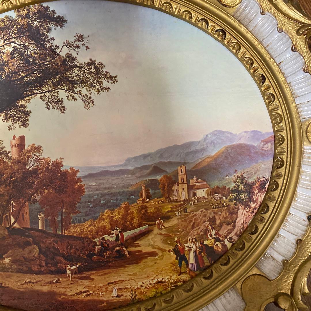 イタリア　絵画レプリカ　アンティーク額絵　壁掛け　金縁　69×59㎝