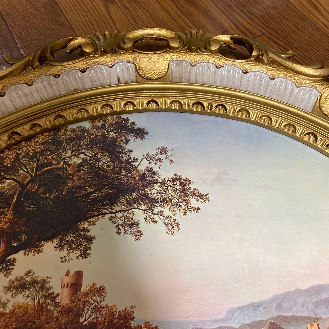 イタリア　絵画レプリカ　アンティーク額絵　壁掛け　金縁　69×59㎝