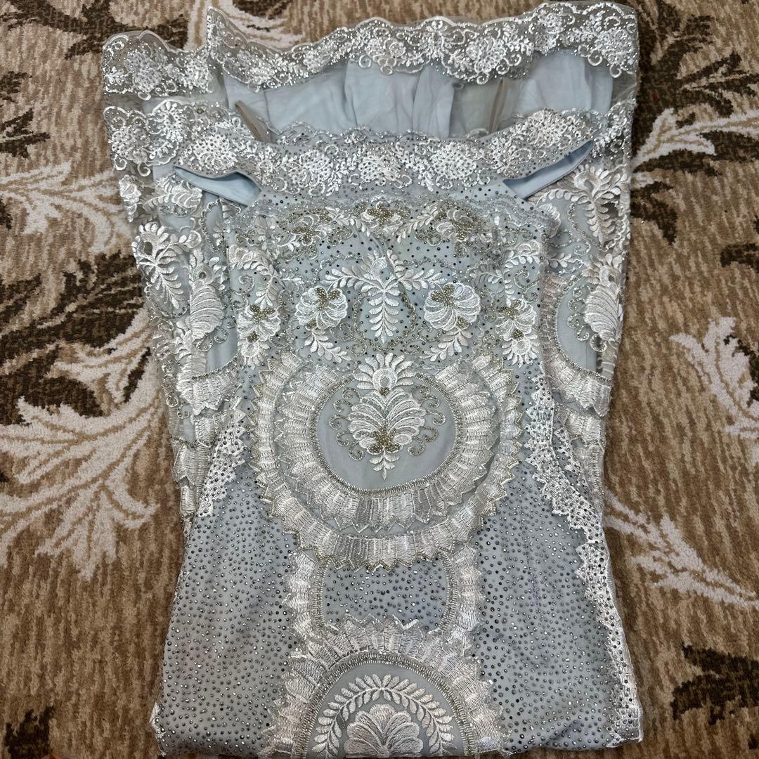 ★要プロフ確認★あなばら いづみ様 ライトブルー オフショルダー刺繍ドレス