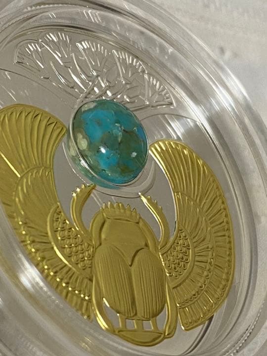 2017　ニウエ　スカラベ　天然ターコイズ　999個限定　銀貨