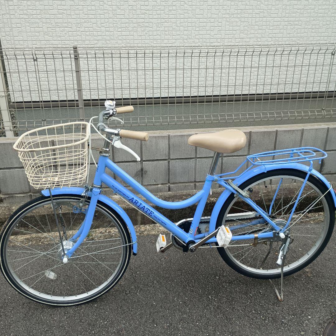 【手渡し限定】ARIATE 青色 子供用自転車 前カゴ付き　22インチ