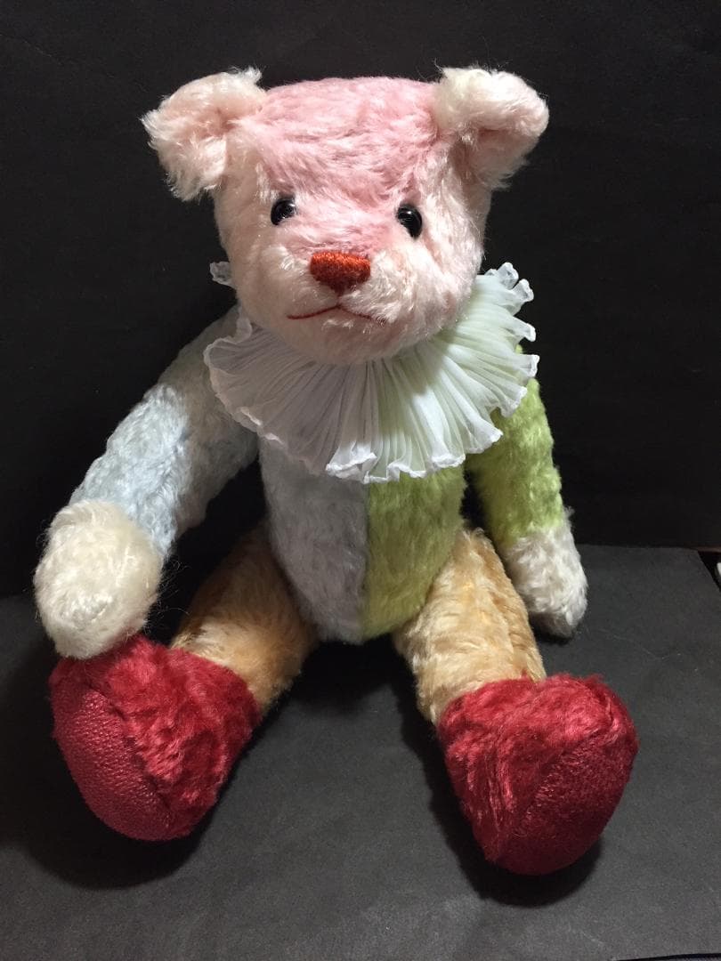 カラフルテディベア2体　パッチワーク　マルチカラー　作家