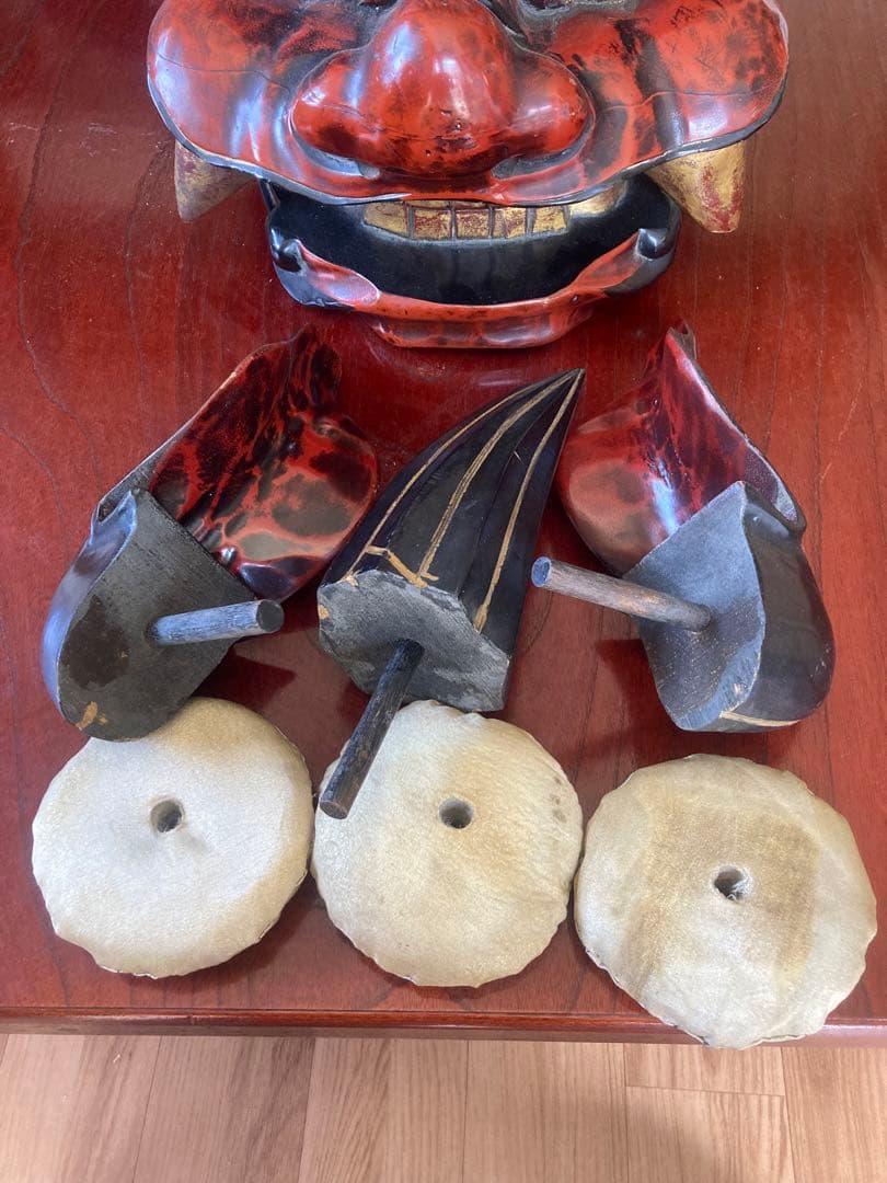 獅子頭 獅子舞 木製 特大 工芸品 骨董品 祭り