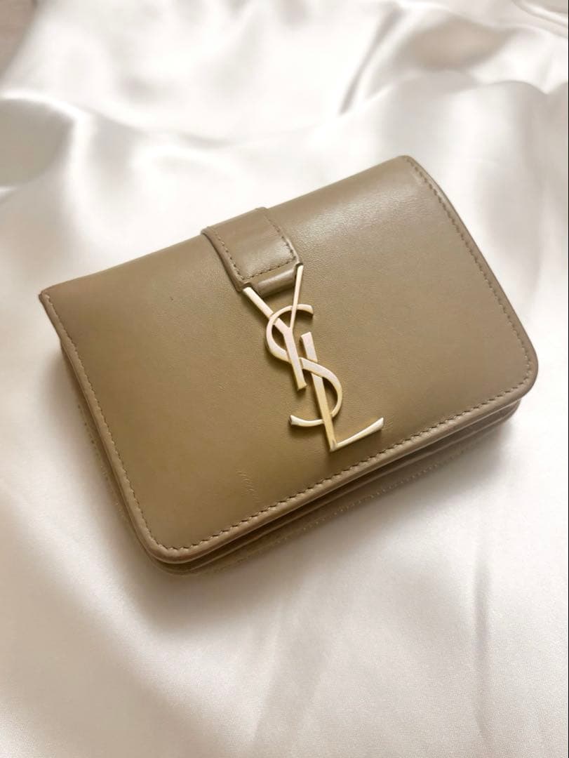 SAINT LAURENT サンローラン 二つ折り財布 ベージュ トープ
