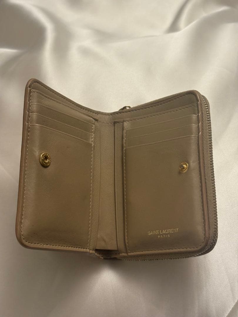 SAINT LAURENT サンローラン 二つ折り財布 ベージュ トープ
