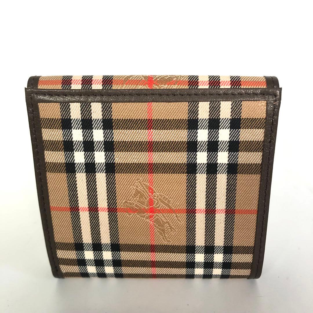 【未使用品】バーバリー 二つ折り財布 ノバチェック キャンバス ブラウン