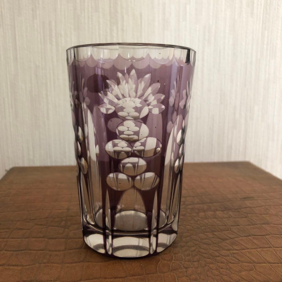 昭和レトロ　被せガラスコップセット