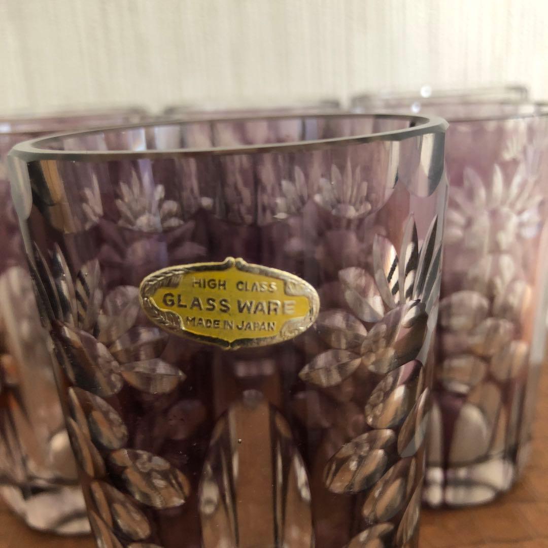 昭和レトロ　被せガラスコップセット