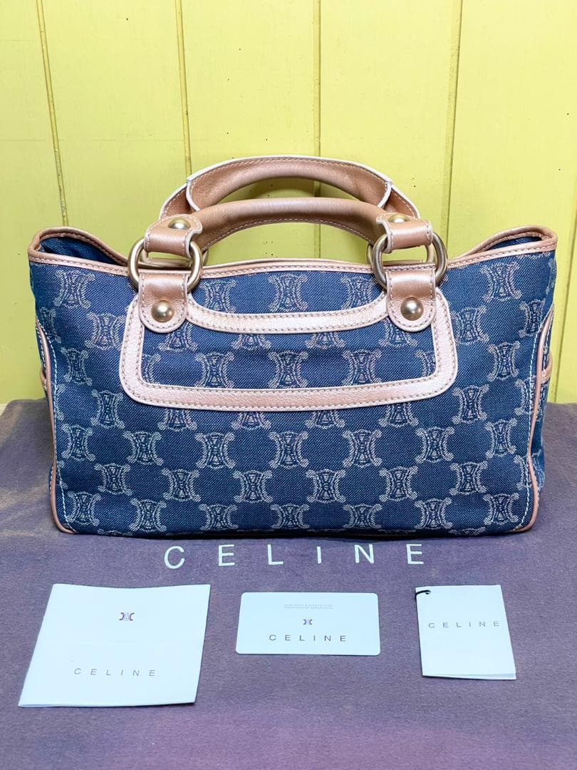 s*i様 CELINE セリーヌ パリ マカダム ブギーバッグ デニム ハンドバ