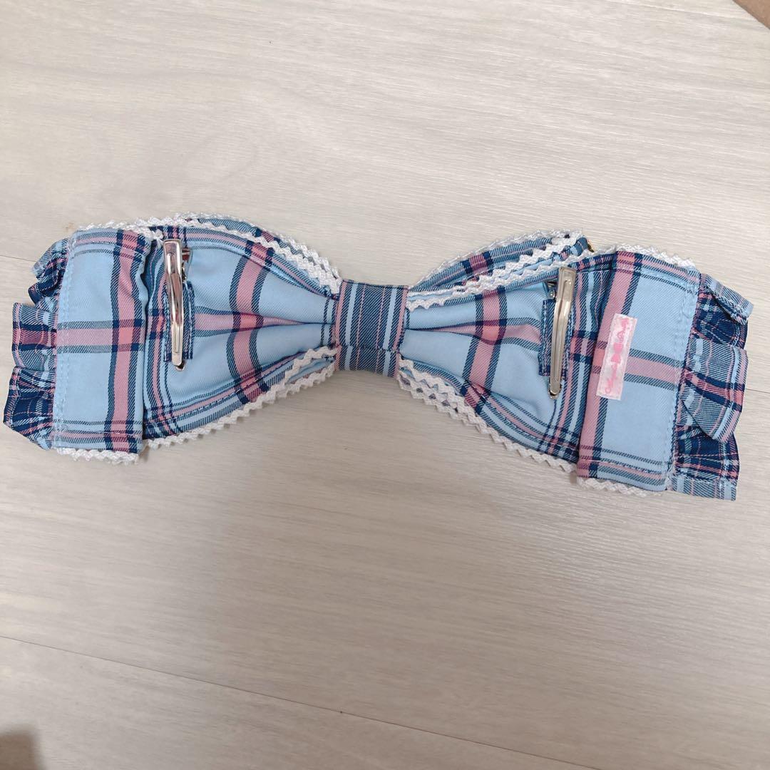 Heart胸あて付スカート（タータン）サックス Angelic Pretty