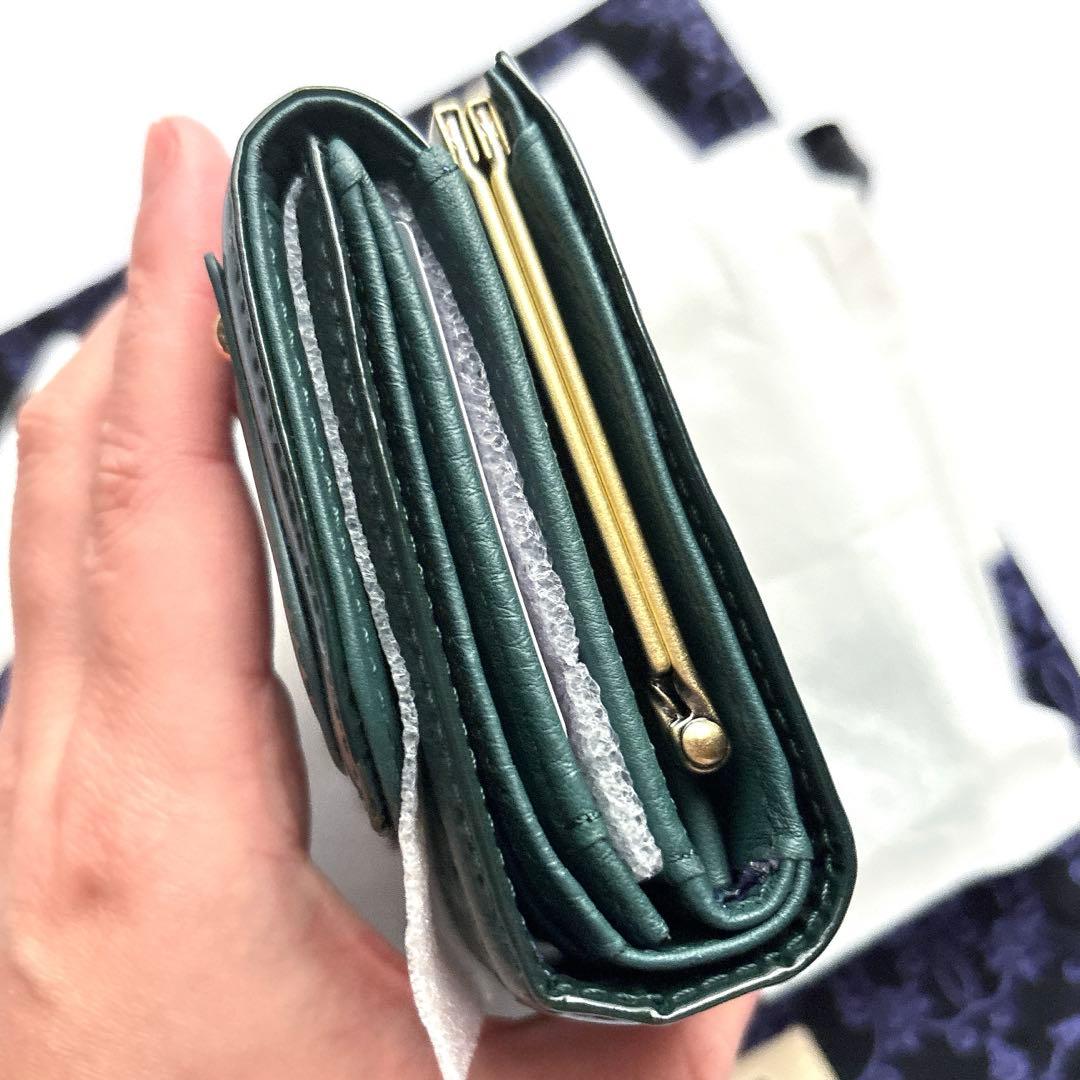 【新品】ANNA SUI アナスイ セルパン がま口二つ折り財布 グリーン 緑