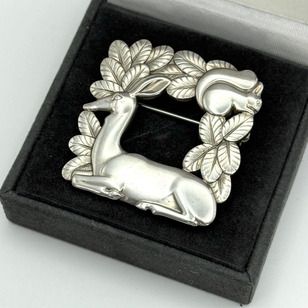 美品 希少 ジョージジェンセン 318 ブローチ 鹿とリス アンティーク