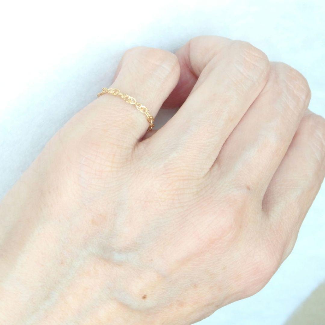 ワカメ様お取り置き2/1迄　k18リング　チェーンリング スクリューチェーン