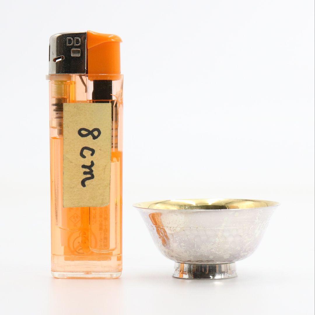 純銀製 御盃 五客 槌目 内鍍金 純銀刻印有 約91g　V393　Z1