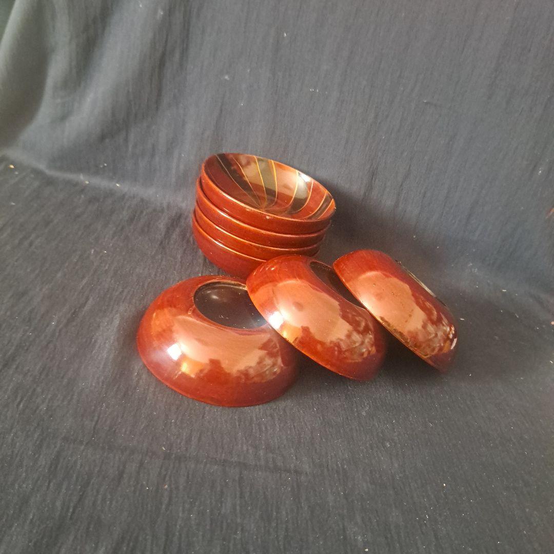 「グッド デザイン！木のお皿(直径11cm. 高さ3cm)」 木製漆器7客セット