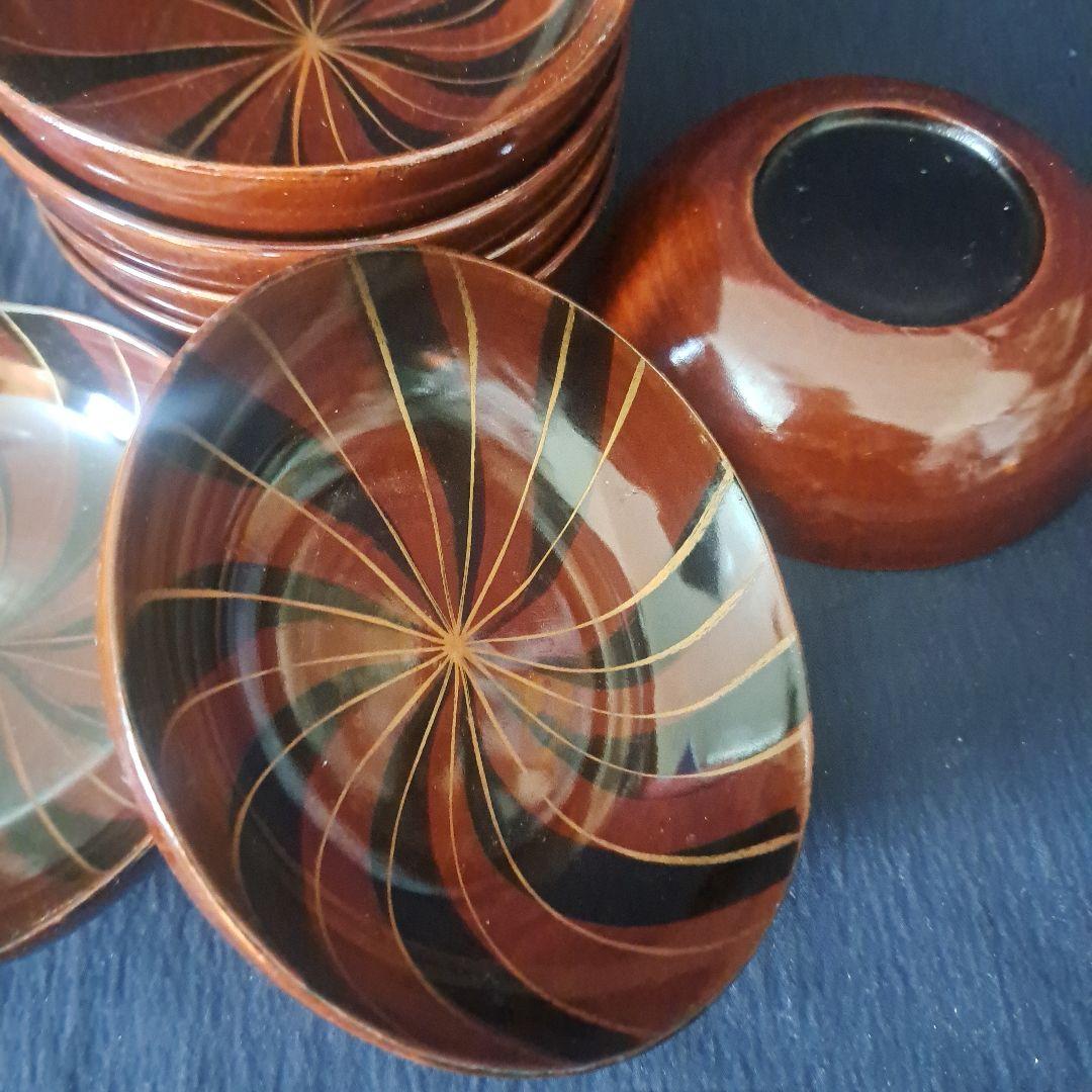 「グッド デザイン！木のお皿(直径11cm. 高さ3cm)」 木製漆器7客セット