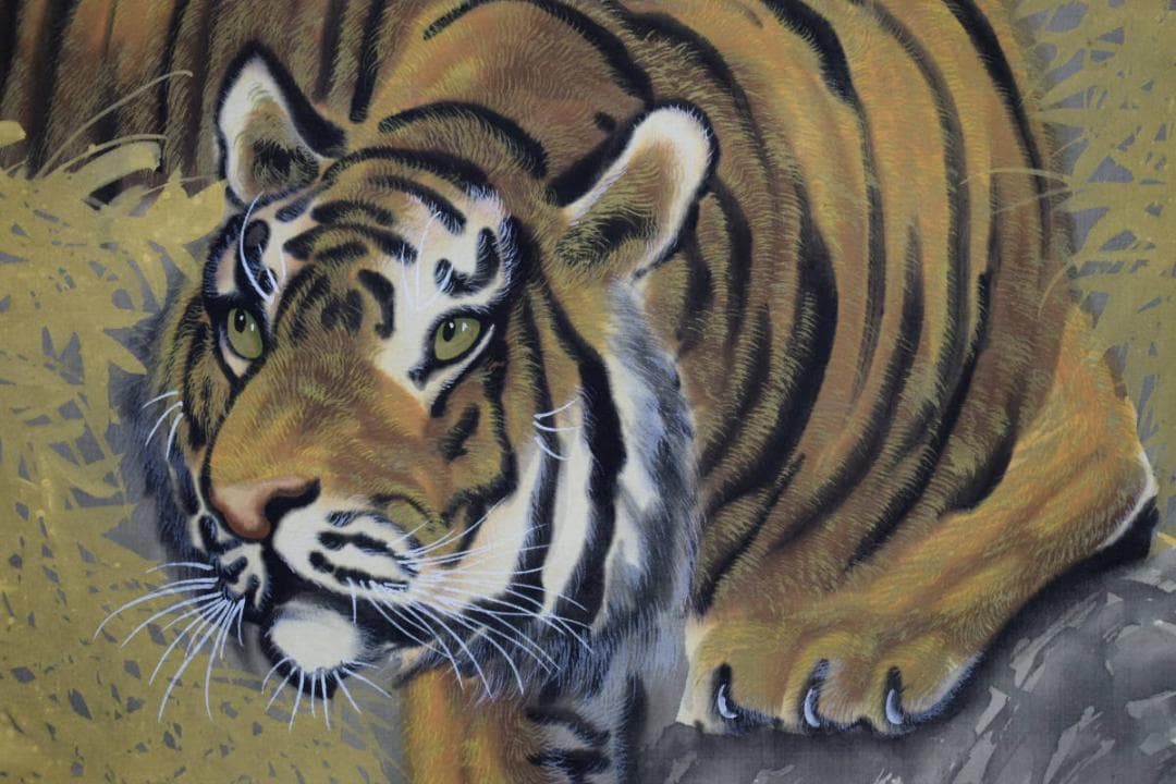 真作/佐藤翠渓/猛虎図/布袋屋掛軸HG-740