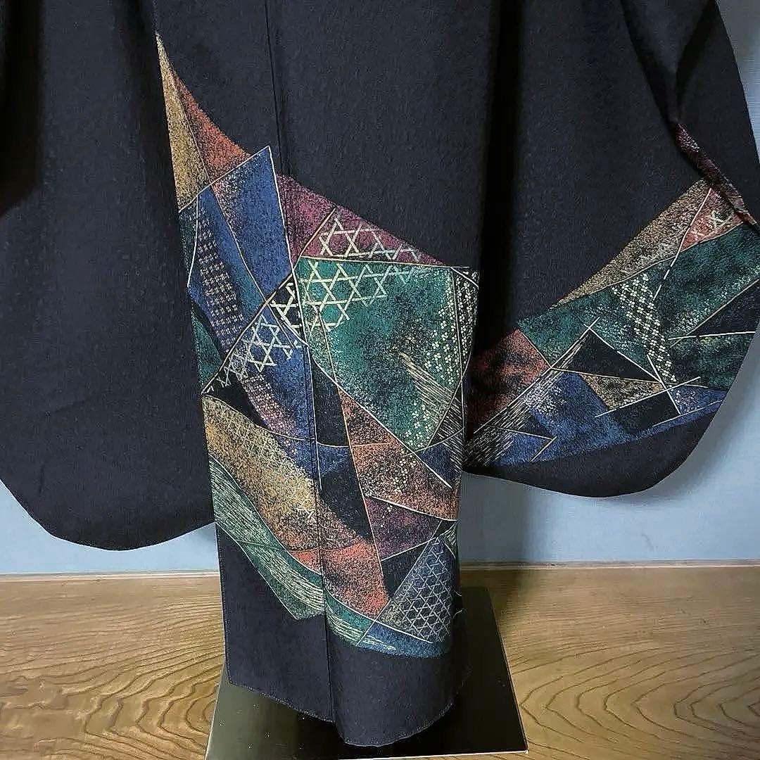 振袖フルセット　手描き友禅　成人式振袖　振袖　裄丈68 コシノブランド　焦茶色