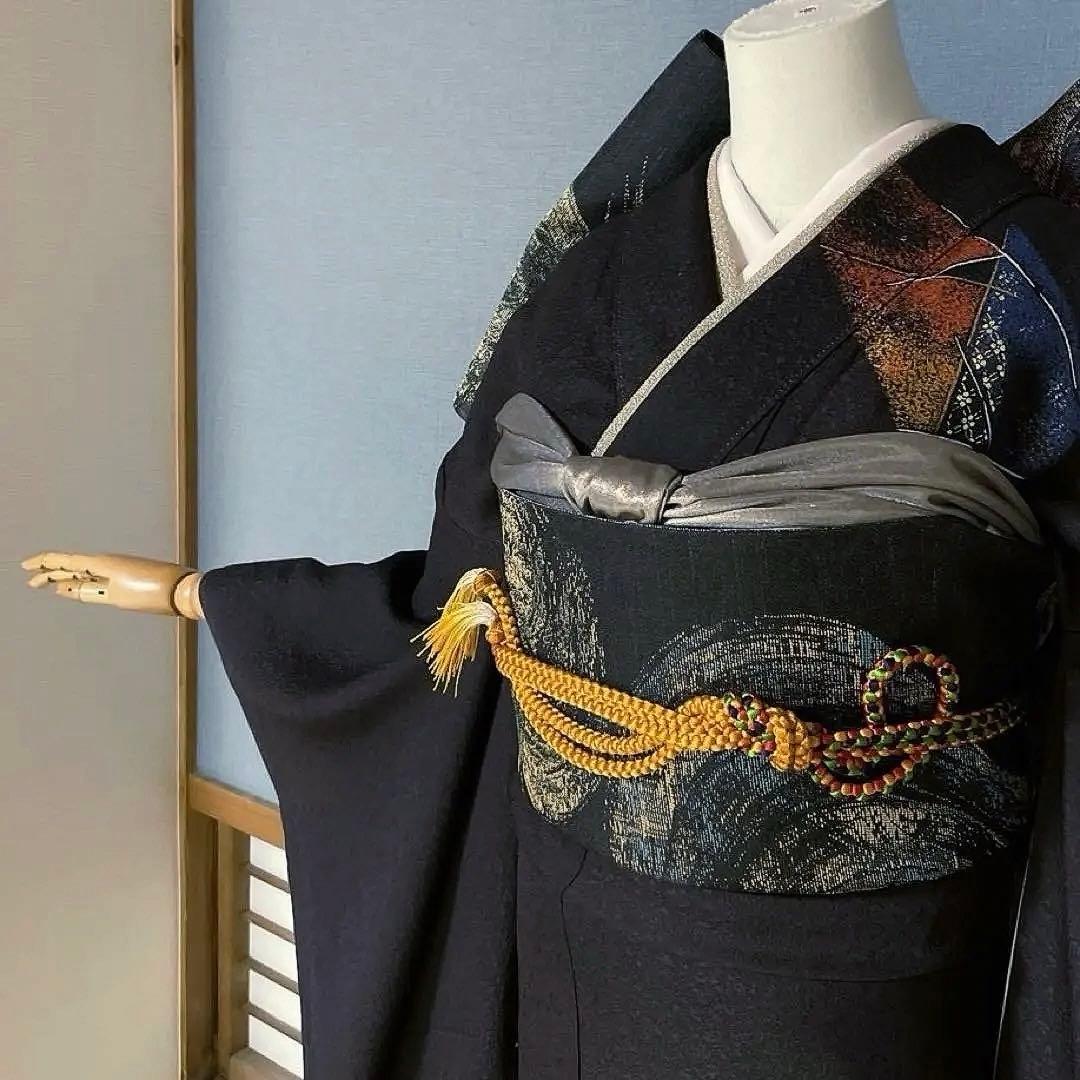 振袖フルセット　手描き友禅　成人式振袖　振袖　裄丈68 コシノブランド　焦茶色