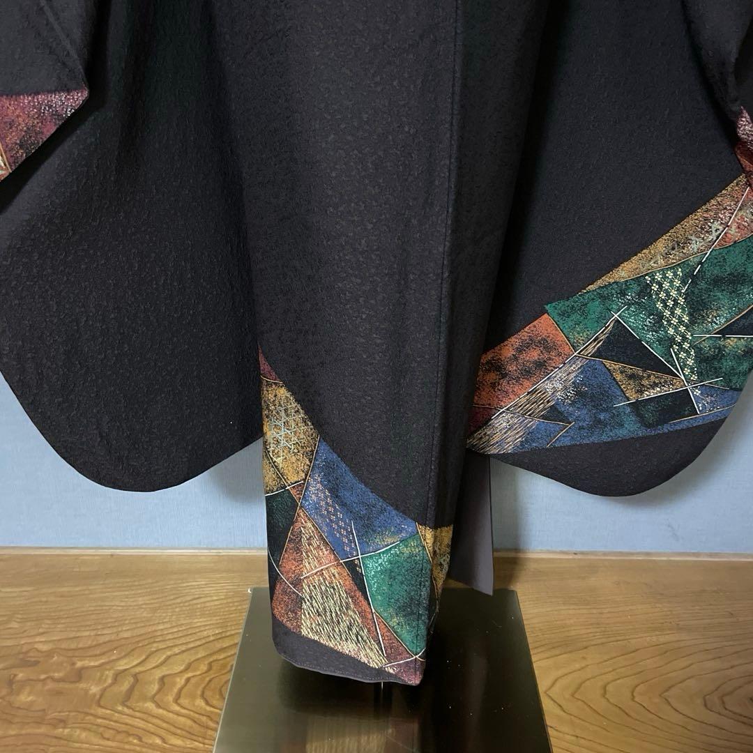 振袖フルセット　手描き友禅　成人式振袖　振袖　裄丈68 コシノブランド　焦茶色