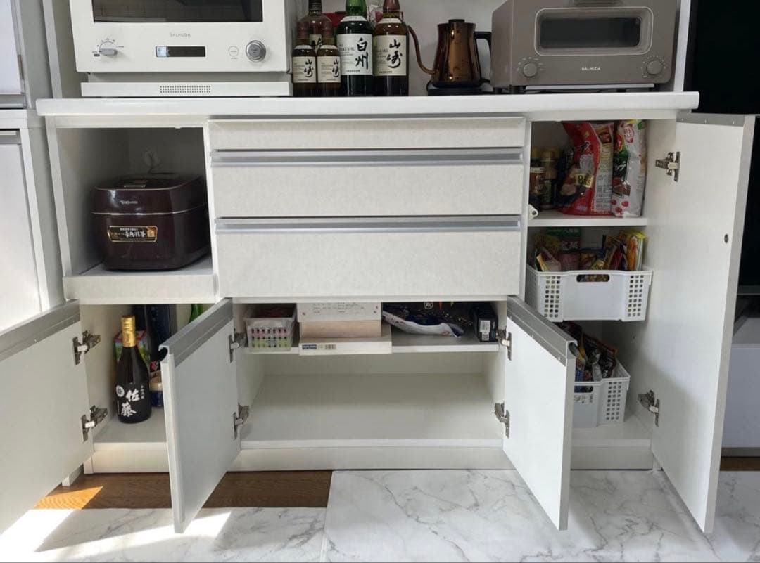 松田家具 キッチンボード スモーク 1400サイズ 1/20、1/21配送限定