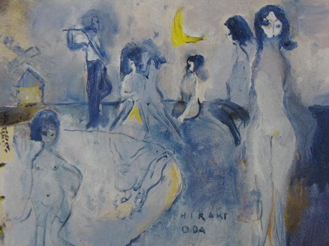 織田廣喜、ブルーの女達、希少画集画、新品高級額・額装付、状態良好