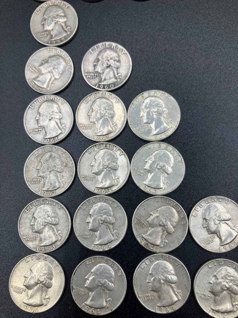 アメリカ 白銅貨25セント50枚 ケネディ50セント銀貨4枚 銀貨1ドル3枚