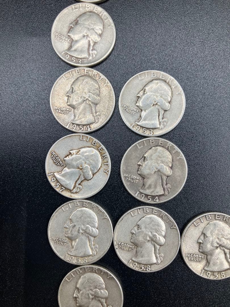 アメリカ 白銅貨25セント50枚 ケネディ50セント銀貨4枚 銀貨1ドル3枚