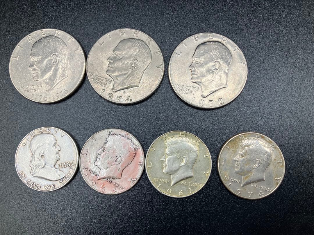 アメリカ 白銅貨25セント50枚 ケネディ50セント銀貨4枚 銀貨1ドル3枚