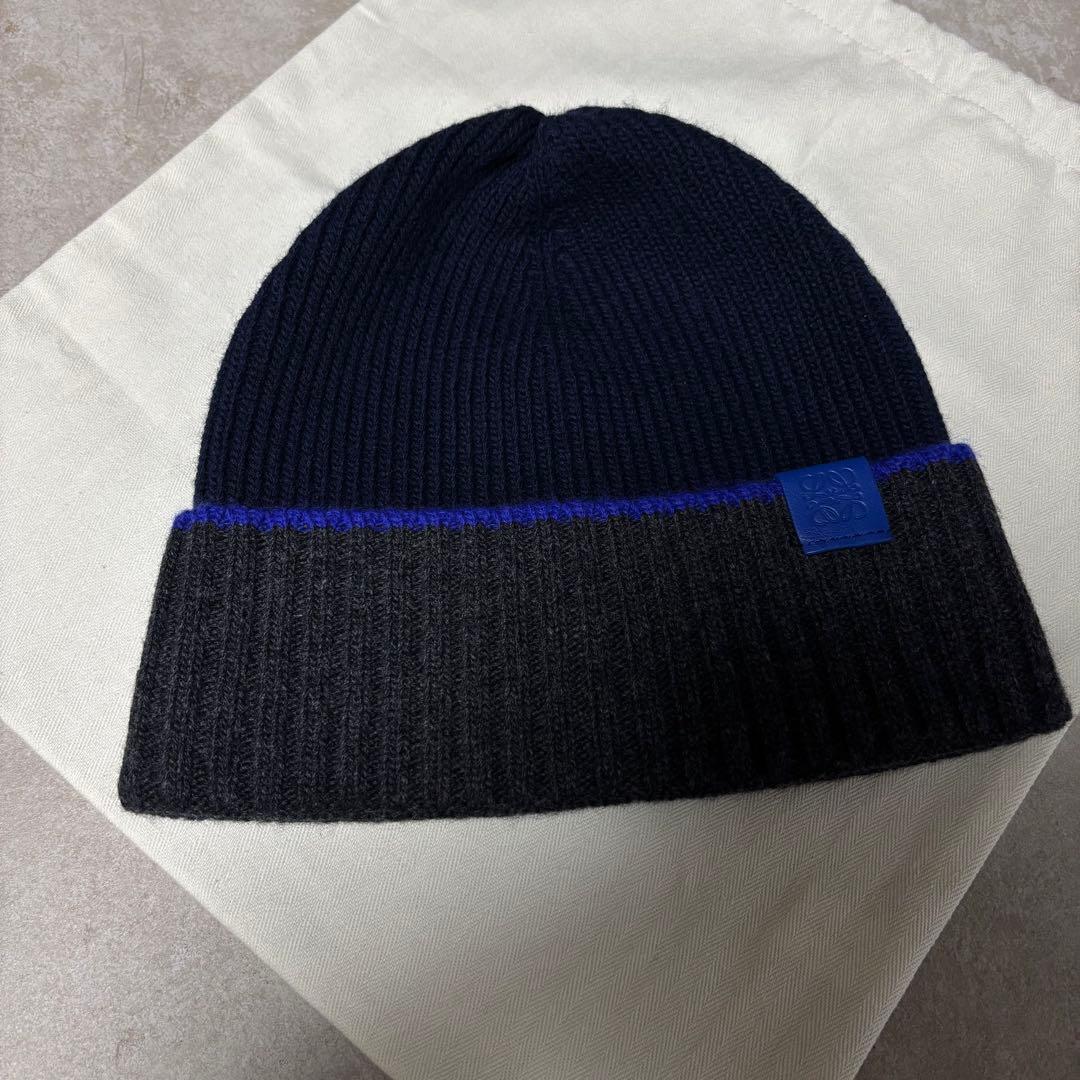 【専用】LOEWE ロエベ ビーニー ニット帽 アナグラム ネイビー × グレー