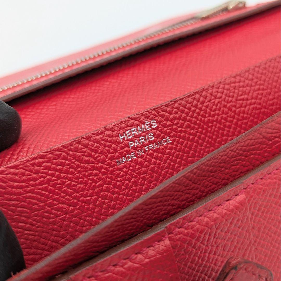【お得品】エルメス HERMES ベアン クラシック 赤 2つ折り財布 長財布