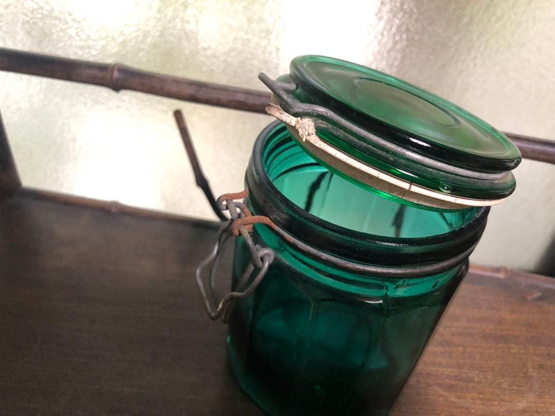 ◆388◆アンティーク　ヴィンテージ　キャニスター　ガラスワイヤーベールジャー