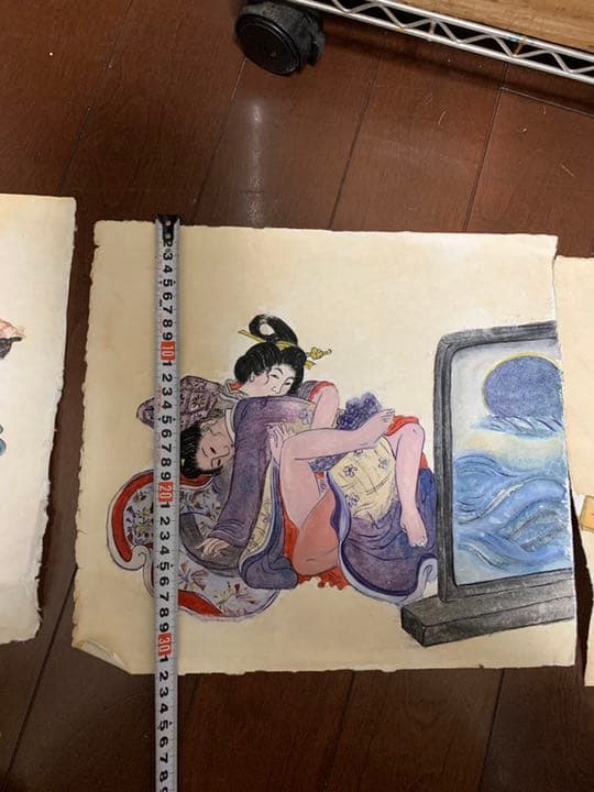 浮世绘 手描き肉筆絵画　3枚