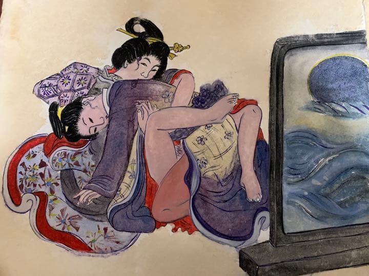 浮世绘 手描き肉筆絵画　3枚