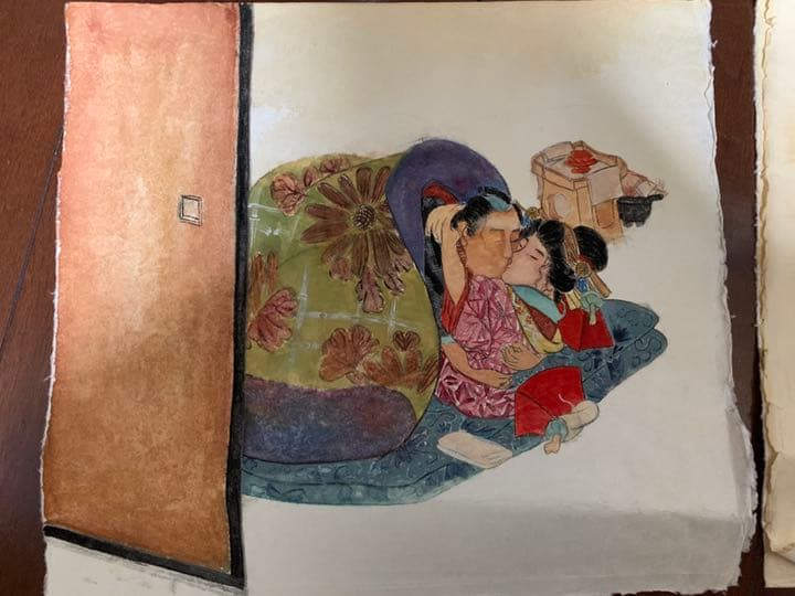 浮世绘 手描き肉筆絵画　3枚