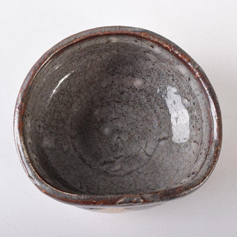 茶道具　鼠志野焼　升形茶碗　時代箱　V　R7989