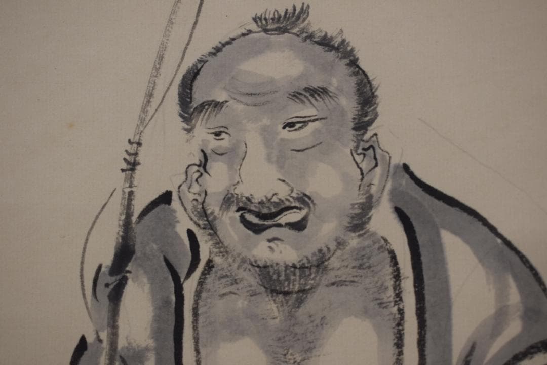 夢山人/漁礁問答画賛/掛軸☆宝船☆Z-476