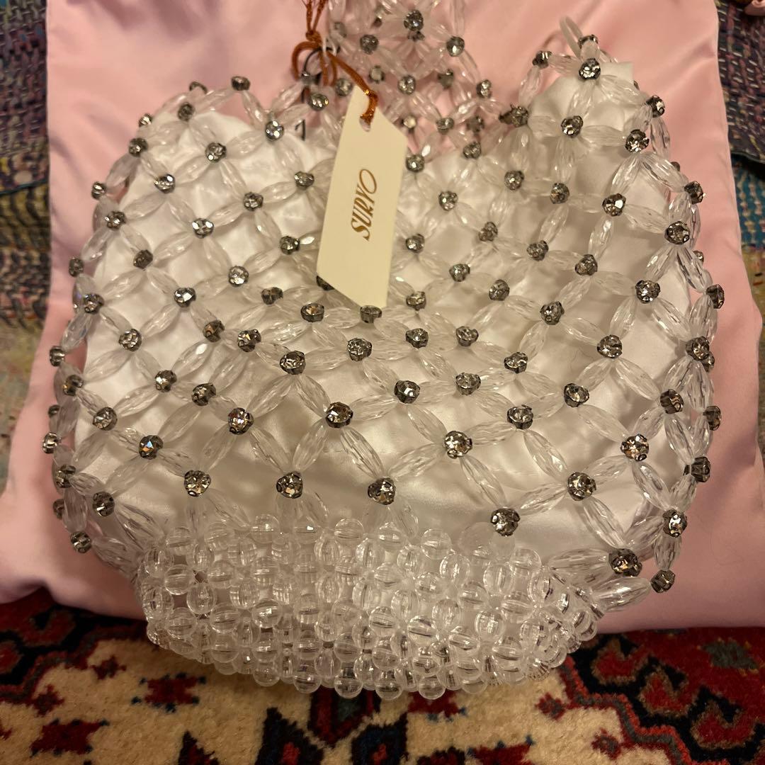 SURYO BIJOU BAG ビジューバッグ ストーン 白