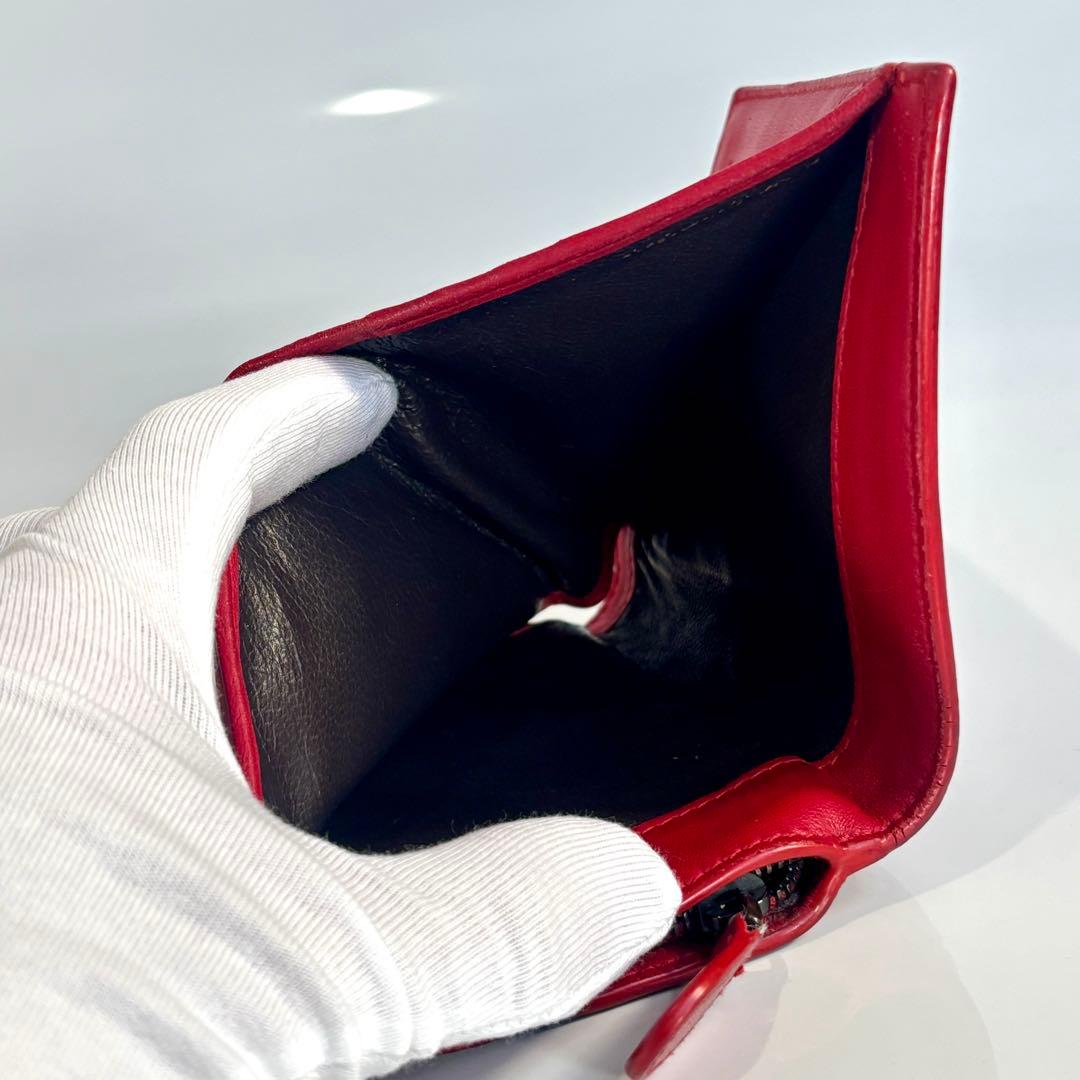 ボッテガヴェネタ イントレ 二つ折り レッド コンパクト ラウンドファスナー