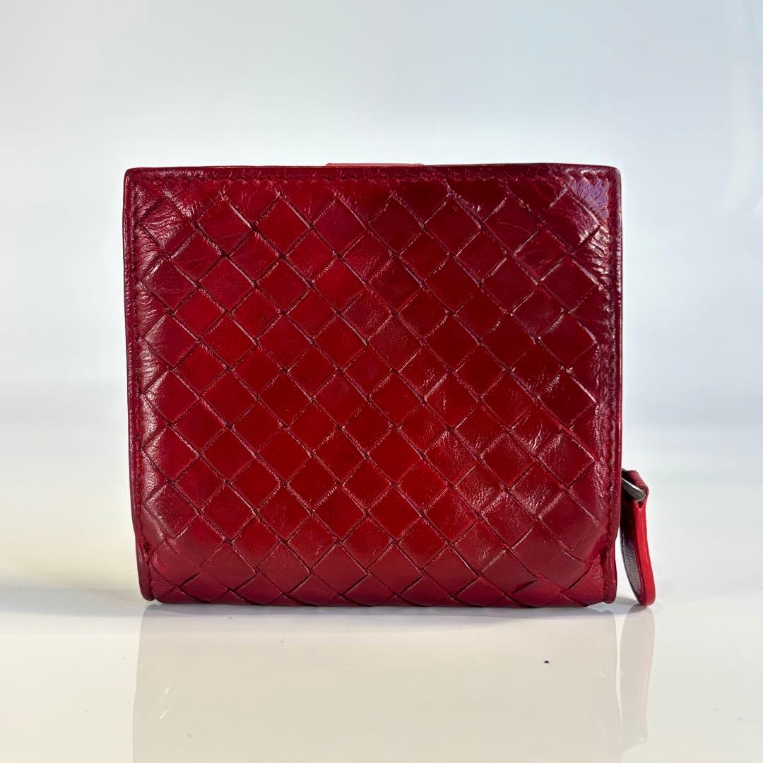 ボッテガヴェネタ イントレ 二つ折り レッド コンパクト ラウンドファスナー