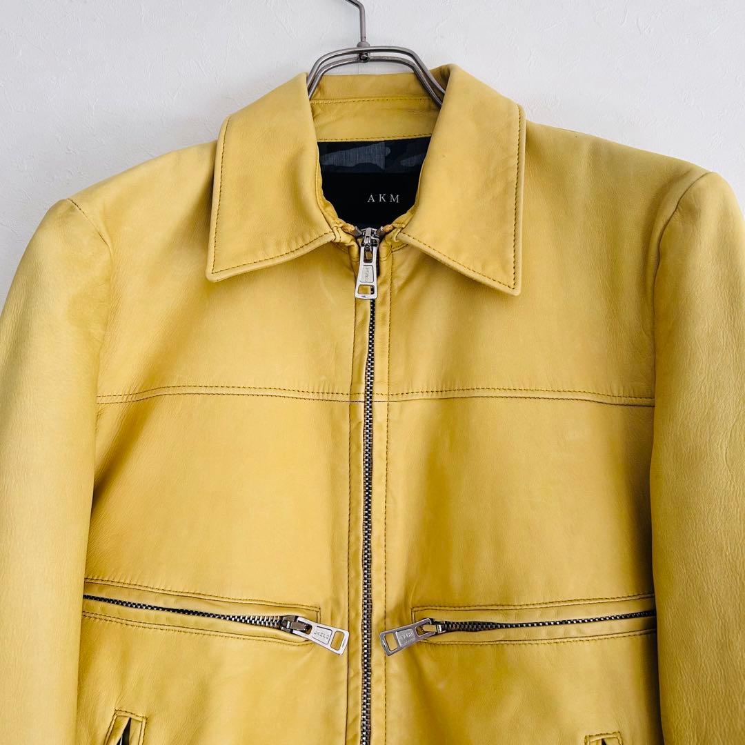 【美品】AKM エイケイエム レザージャケット シングル 羊革 ライダース