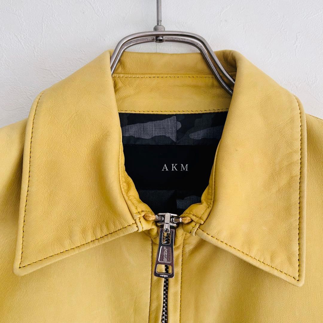 【美品】AKM エイケイエム レザージャケット シングル 羊革 ライダース