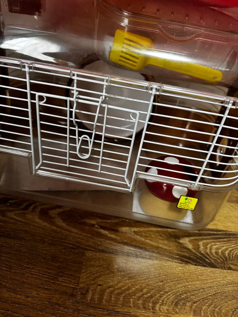 小動物用ケージ 赤 透明