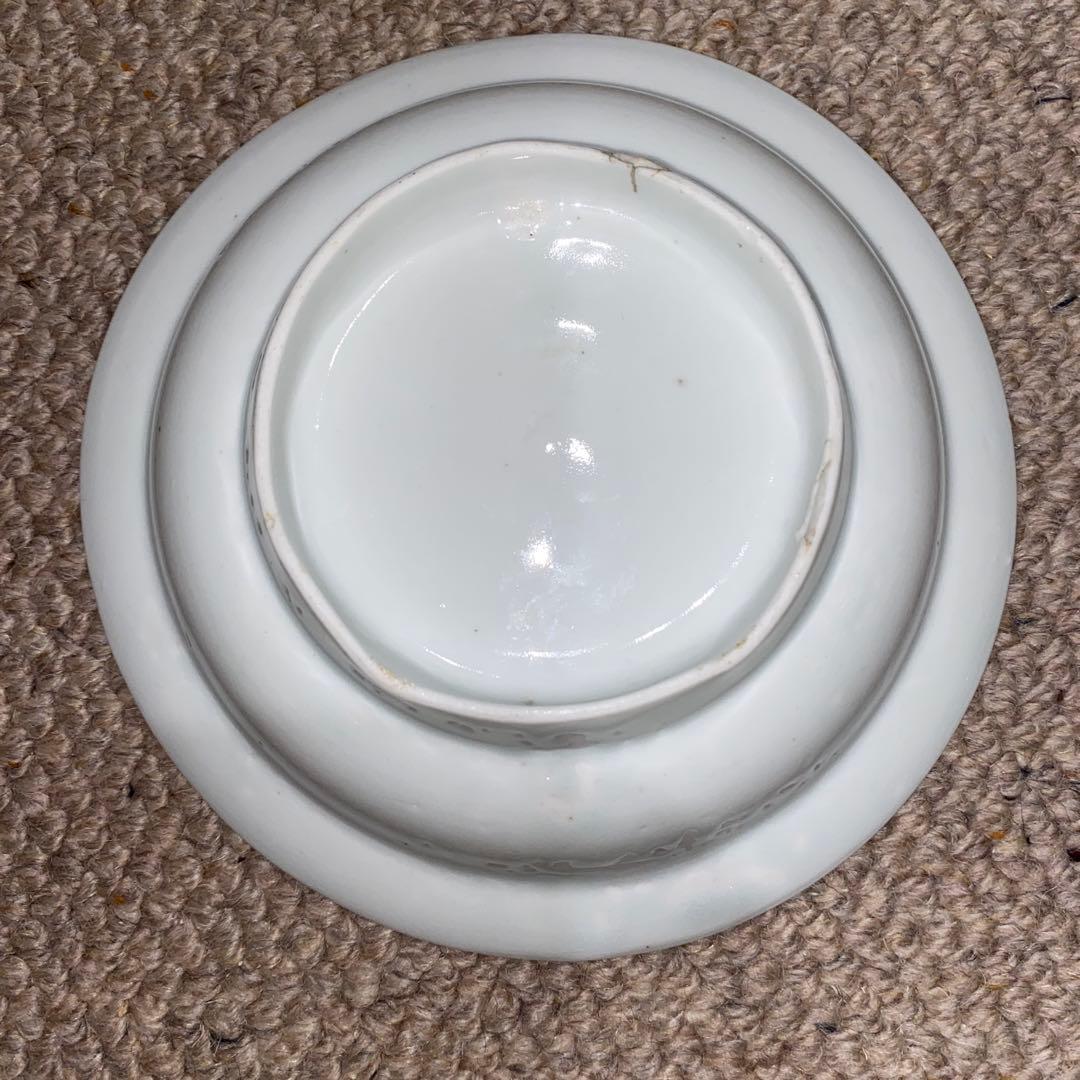 藍九谷　染付　蝶草花文　皿　江戸初期